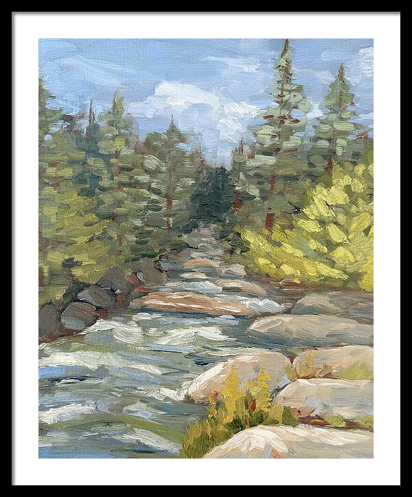 Boulder Creek Flowing Through Forest - Framed Print