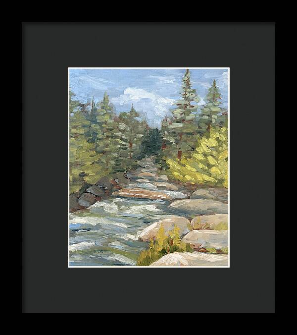 Boulder Creek Flowing Through Forest - Framed Print