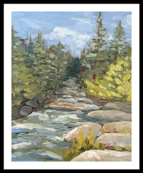 Boulder Creek Flowing Through Forest - Framed Print