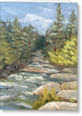 Boulder Creek Flowing Through Forest - Greeting Card
