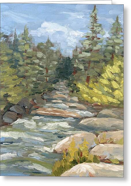 Boulder Creek Flowing Through Forest - Greeting Card