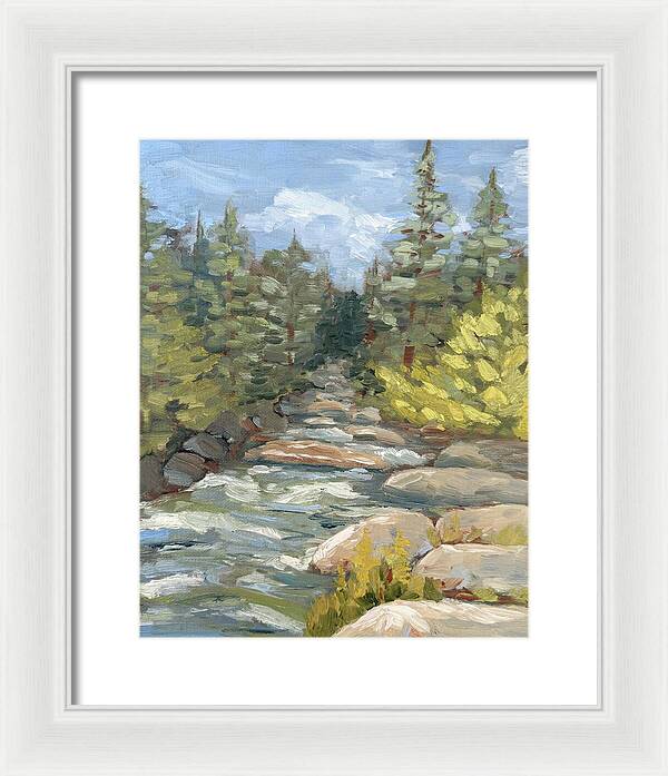 Boulder Creek Flowing Through Forest - Framed Print