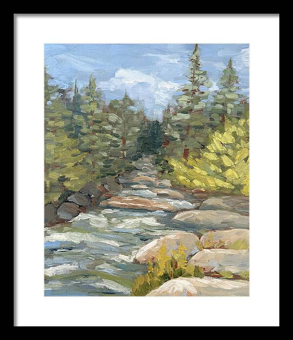 Boulder Creek Flowing Through Forest - Framed Print