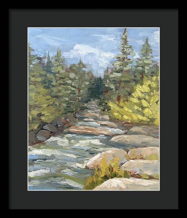 Boulder Creek Flowing Through Forest - Framed Print