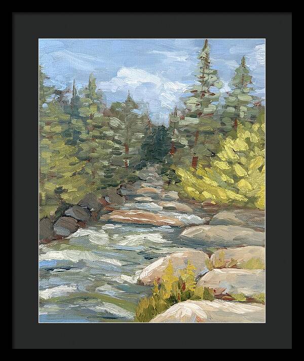 Boulder Creek Flowing Through Forest - Framed Print