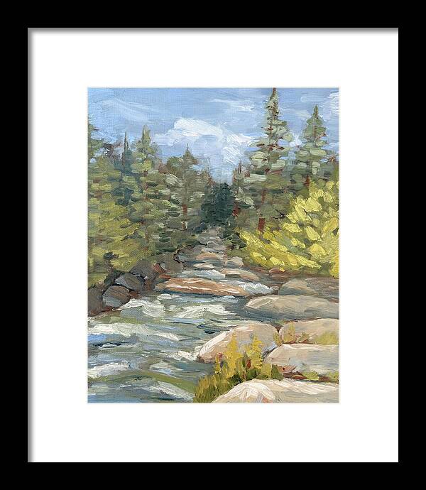 Boulder Creek Flowing Through Forest - Framed Print