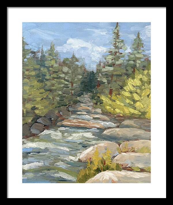 Boulder Creek Flowing Through Forest - Framed Print