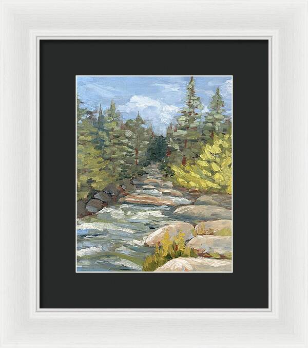 Boulder Creek Flowing Through Forest - Framed Print