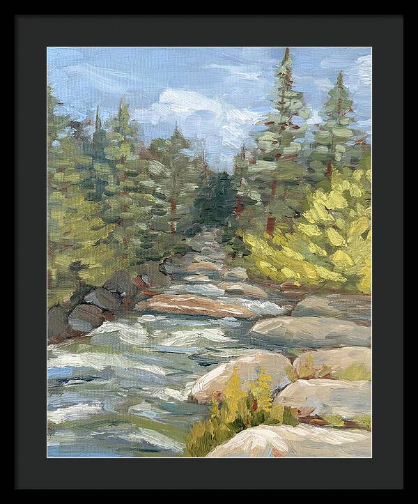 Boulder Creek Flowing Through Forest - Framed Print