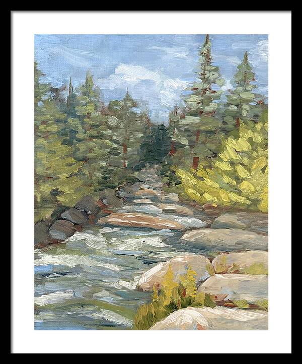 Boulder Creek Flowing Through Forest - Framed Print