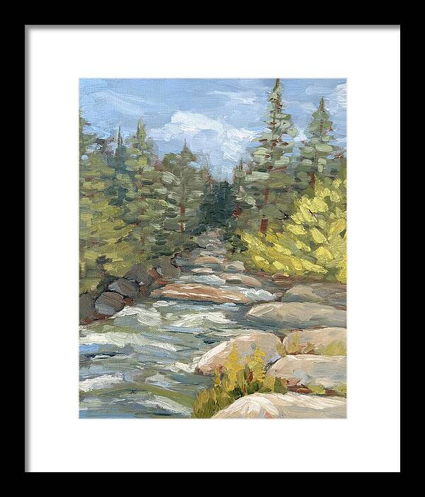 Boulder Creek Flowing Through Forest - Framed Print
