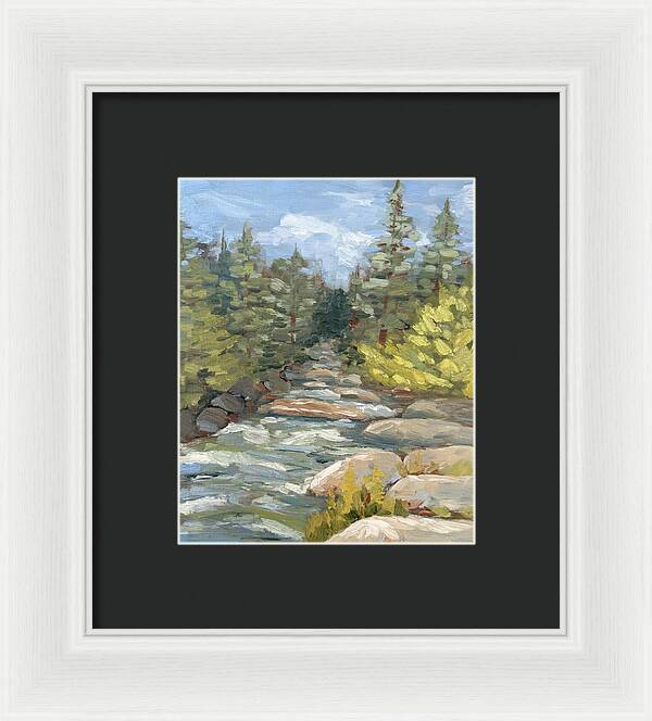Boulder Creek Flowing Through Forest - Framed Print