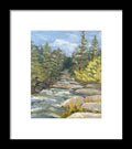 Boulder Creek Flowing Through Forest - Framed Print