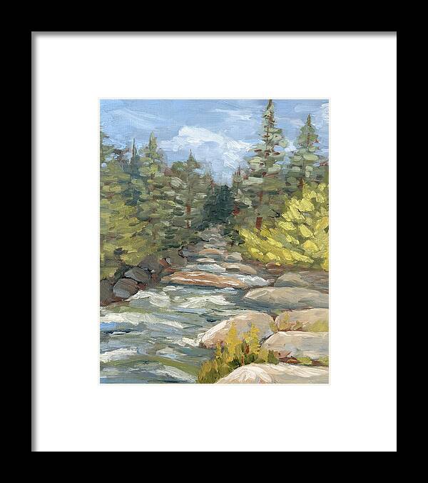 Boulder Creek Flowing Through Forest - Framed Print