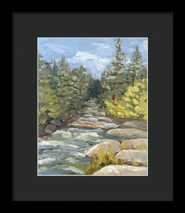 Boulder Creek Flowing Through Forest - Framed Print