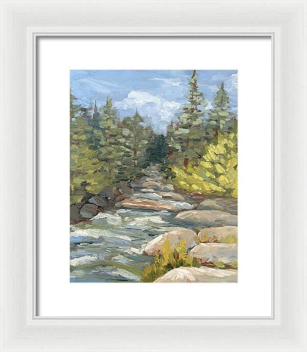 Boulder Creek Flowing Through Forest - Framed Print