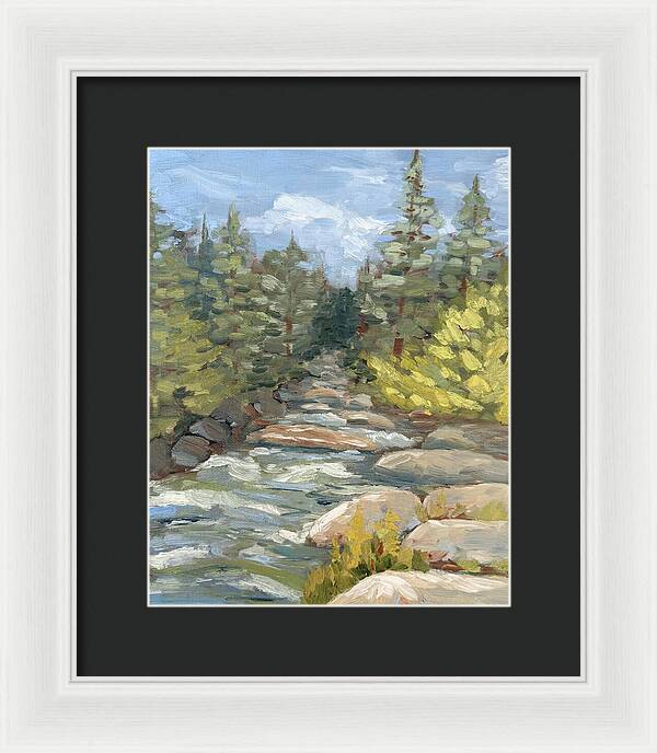 Boulder Creek Flowing Through Forest - Framed Print