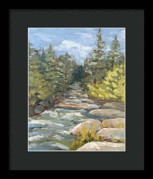 Boulder Creek Flowing Through Forest - Framed Print