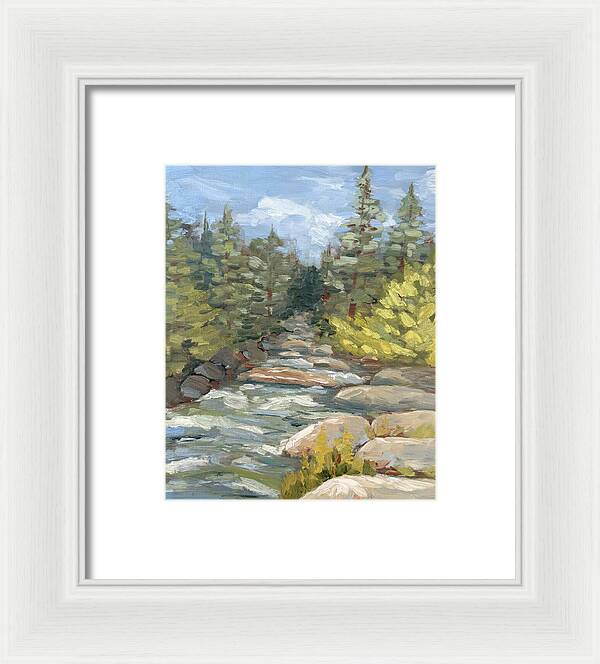 Boulder Creek Flowing Through Forest - Framed Print