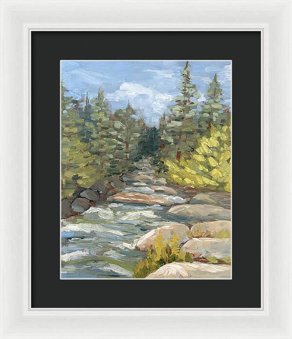 Boulder Creek Flowing Through Forest - Framed Print