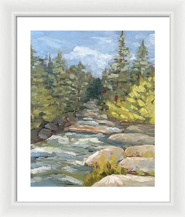 Boulder Creek Flowing Through Forest - Framed Print