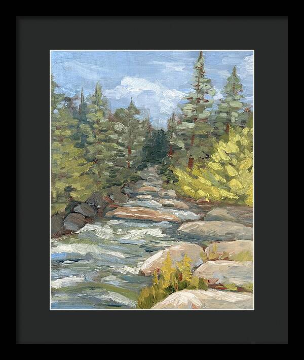 Boulder Creek Flowing Through Forest - Framed Print