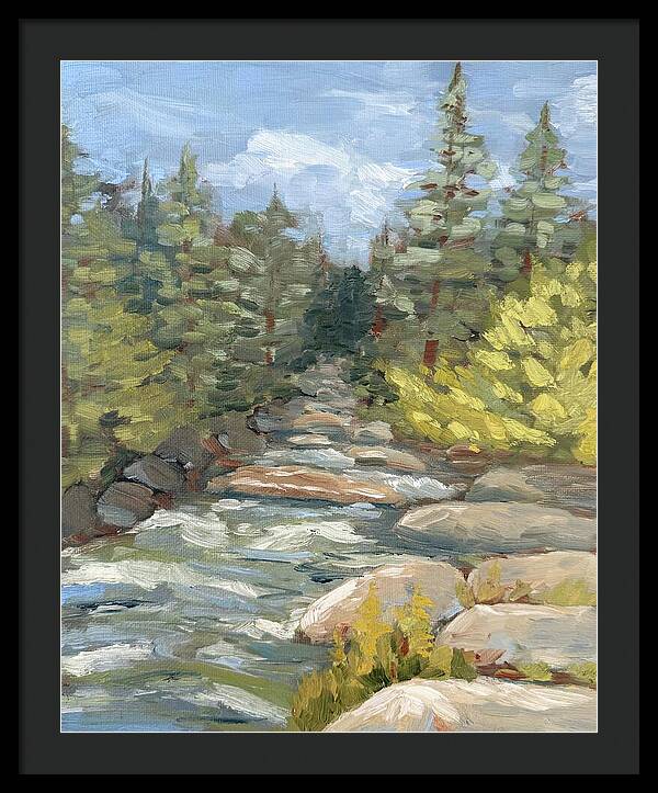 Boulder Creek Flowing Through Forest - Framed Print