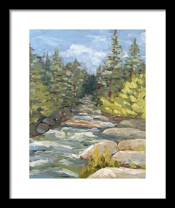 Boulder Creek Flowing Through Forest - Framed Print