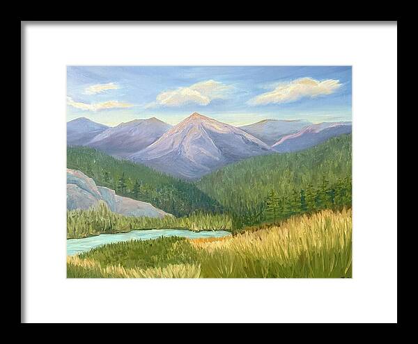 Purple Mountain Landscape - Framed Print