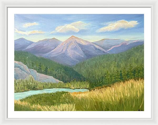 Purple Mountain Landscape - Framed Print