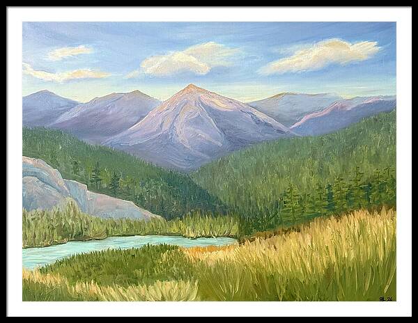 Purple Mountain Landscape - Framed Print
