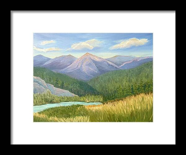 Purple Mountain Landscape - Framed Print