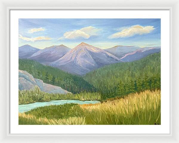Purple Mountain Landscape - Framed Print