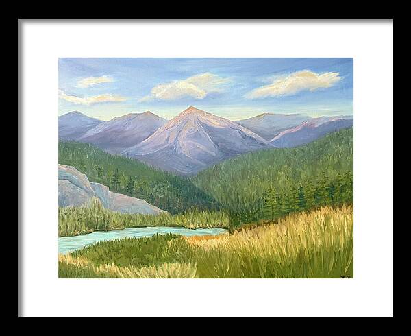 Purple Mountain Landscape - Framed Print
