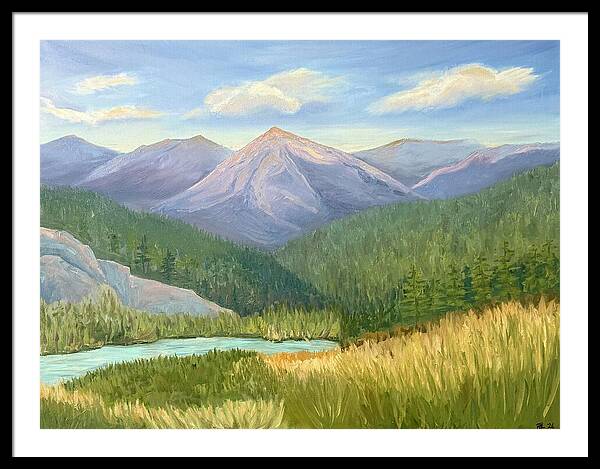 Purple Mountain Landscape - Framed Print