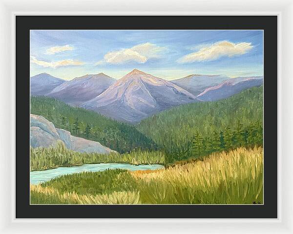 Purple Mountain Landscape - Framed Print
