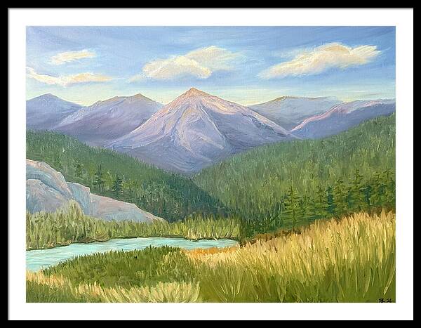 Purple Mountain Landscape - Framed Print