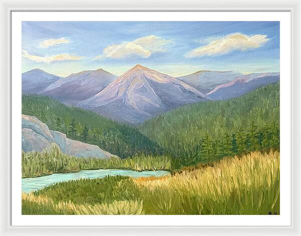 Purple Mountain Landscape - Framed Print