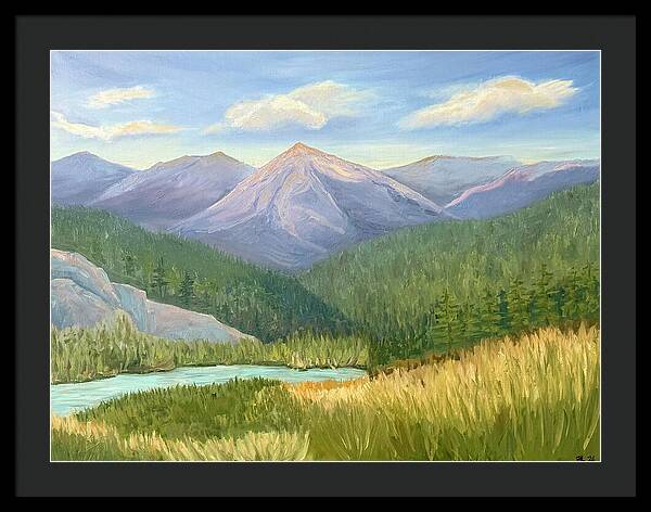 Purple Mountain Landscape - Framed Print