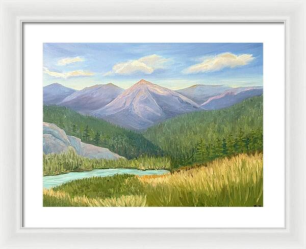 Purple Mountain Landscape - Framed Print