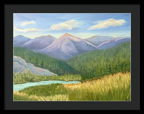 Purple Mountain Landscape - Framed Print
