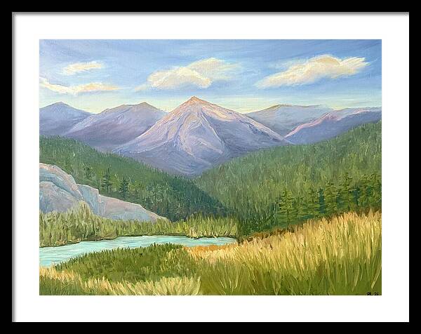 Purple Mountain Landscape - Framed Print