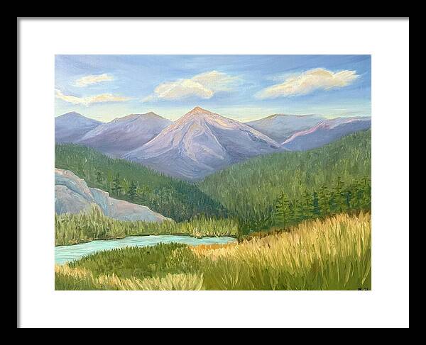 Purple Mountain Landscape - Framed Print