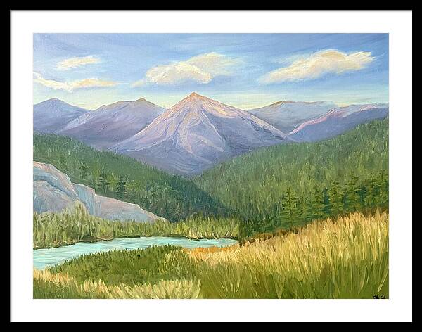 Purple Mountain Landscape - Framed Print