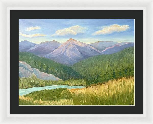 Purple Mountain Landscape - Framed Print