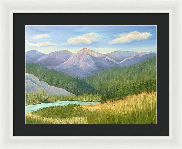 Purple Mountain Landscape - Framed Print