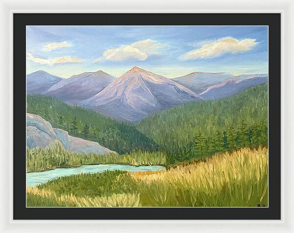 Purple Mountain Landscape - Framed Print