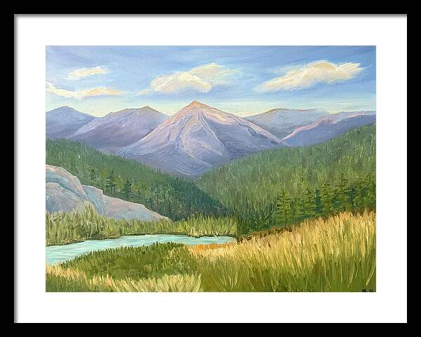 Purple Mountain Landscape - Framed Print
