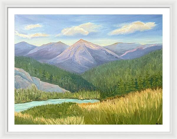 Purple Mountain Landscape - Framed Print