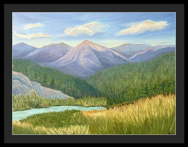 Purple Mountain Landscape - Framed Print